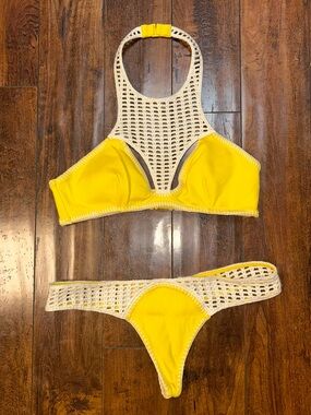VICTORIA'S SECRET Crochet Scuba Thong Bikini Bottom and Top